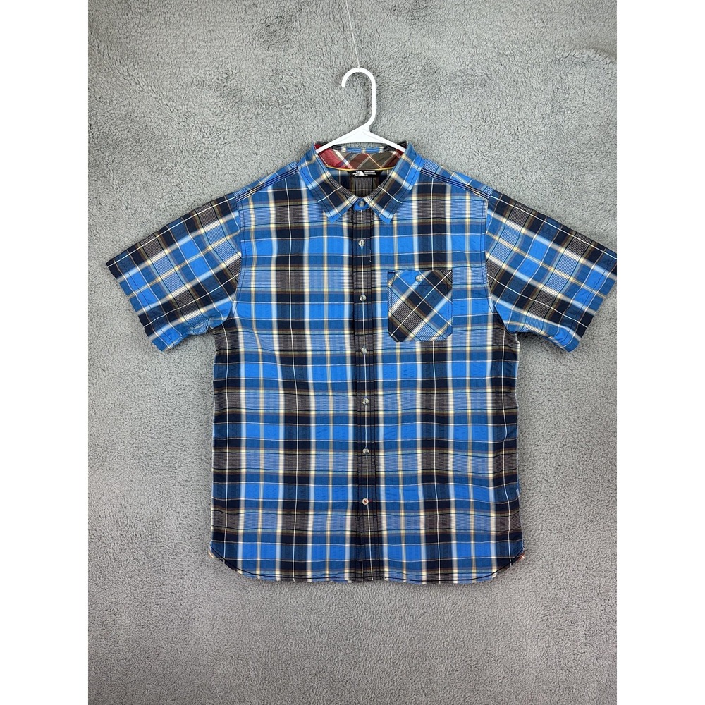 North Face Shirt Mens Large Plaid Short Sleeve Button Up Outdoor Lightweight Men